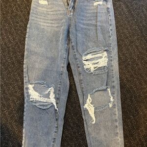 Distressed Blue Jeans